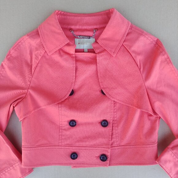 Ports International orange cotton cropped double breasted jacket size 6 - Picture 3 of 14